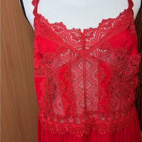 Charo Ruiz Red Lace Maxi Dress - Picture 2 of 16